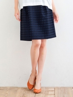 千鳥ボーダータックスカート/ブラック柄