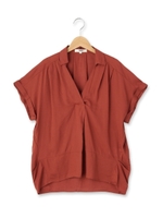 半袖スキッパーシャツ/レンガ(069)