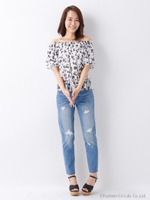 モノトーン花柄オフショル/TOPS/オフホワイト/A