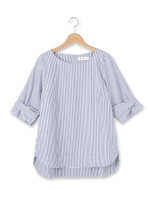 裾リボンブラウス/ブルー系(594)