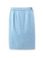 バックリボンタイトデニムスカート/サックス(090)