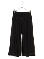 ・シルキーギャザーワイドパンツ/ブラック