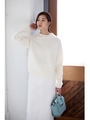 【AZUL by moussy】5Gバイヤス柄編みハイネック長袖プルオーバー/O/WHT