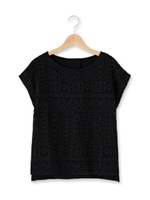 レース異素材プルオーバー/ブラック(019)