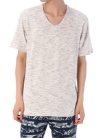 【AZUL by moussy】メランジ天竺Vネック半袖T/WHT