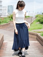 【Marie Hill】アシンメントリーフレア切替えスカート/ピンク