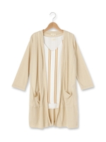 ニットソーカーディガン+ストライプブラウス/ブルー系(095)