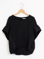 JピーチサテンVネックコクーンブラウス/アイボリー