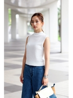 【AZUL by moussy】ノースリーブボトルネックニットプルオーバー/O/WHT