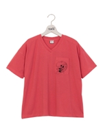 ミッキーポケット付きTシャツ/レッド