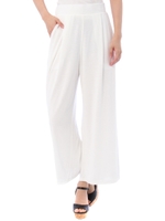 【AZUL by moussy】30/-RT天竺パネルプリーツ風ワイドパンツ/O/WHT
