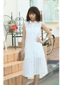 【AZUL by moussy】ストライプノースリマキシシャツワンピース/柄WHT