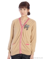 【OUTLET】ビジューリボンニットカーディガン/ベージュ