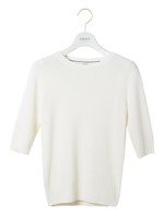 【emmi atelier】ハーフスリーブニットプルオーバー/OWHT