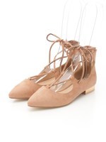 Ｎｅｗレースアップフラットシューズ/ベージュ