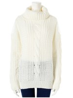 ショルダーシアーケーブルニット/ホワイト