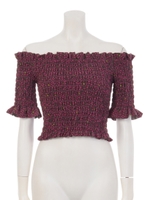 スターオフショルシャーリングトップス/PINK