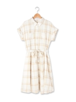 ツイルチェックワンピース/ライトベージュ(251)