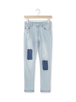 パッチワークスキニーパンツ/サックス(090)