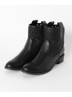 パンチング柄切り替えショートブーツ/ブラック(019)