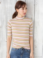 ボーダーカットソートップス/White