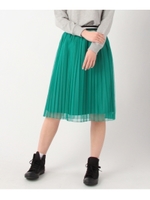 ラインゴムチュールプリーツスカート/グリーン(022)