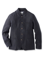 リネン混 ランダムヘリンボンストライプジャケット/ネイビー系(394)