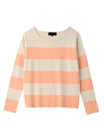 [L]レーヨンウールボーダニット/ライトオレンジ(366)