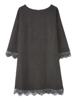 ＰＪ／フェイクスエードレースワンピ/ブラック