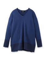 サイドスリットVネックニット/ブルー(093)