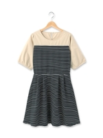 リップルウエスト切替ワンピース/ネイビー(393)