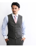 シャイニーヘリンボン シングルベスト/チャコールグレー(014)