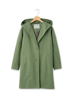 フーデットステンカラーコート/カーキ(027)