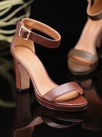 Ｆレザープレーンサンダル/ブラウン