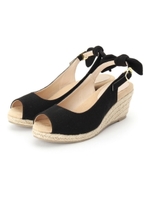 リボンウエッジソールサンダル/ダークグリーン(023)