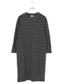 ボーダーハイネックワンピース/杢グレー