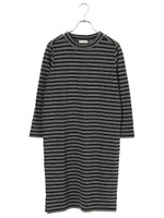 ボーダーハイネックワンピース/杢グレー