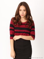 ランダムボーダートップス/ボルドー