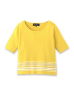 ランダムボーダー半袖ニット/マスタード(333)