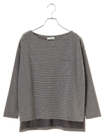 リップルボートネックプルオーバー/杢グレー