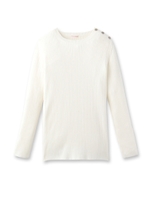 肩ボタンリブニット/カーキ(027)