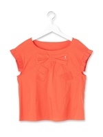 袖フリルコットンブラウス/オレンジ(067)