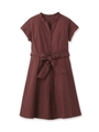 Aラインストライプシャツワンピース/ボルドー(364)