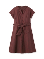 Aラインストライプシャツワンピース/ボルドー(364)