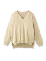 Vネックドロップショルダーニット/オフホワイト(003)