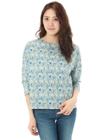 【AZUL ENCANTO】花柄ボートネック七分袖ブラウス/Multi_2