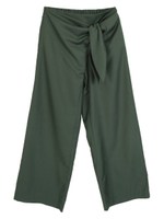 ウエストリボンワイドパンツ/グリーン