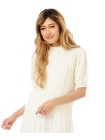 半袖ケーブルニットトップス/GRAY