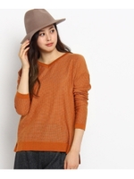 【WEB限定色あり】Vネックニットプルオーバー/ボルドー(464)