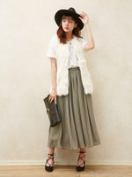 シフォン楊柳ロング/スカンツ/ライトブラウン